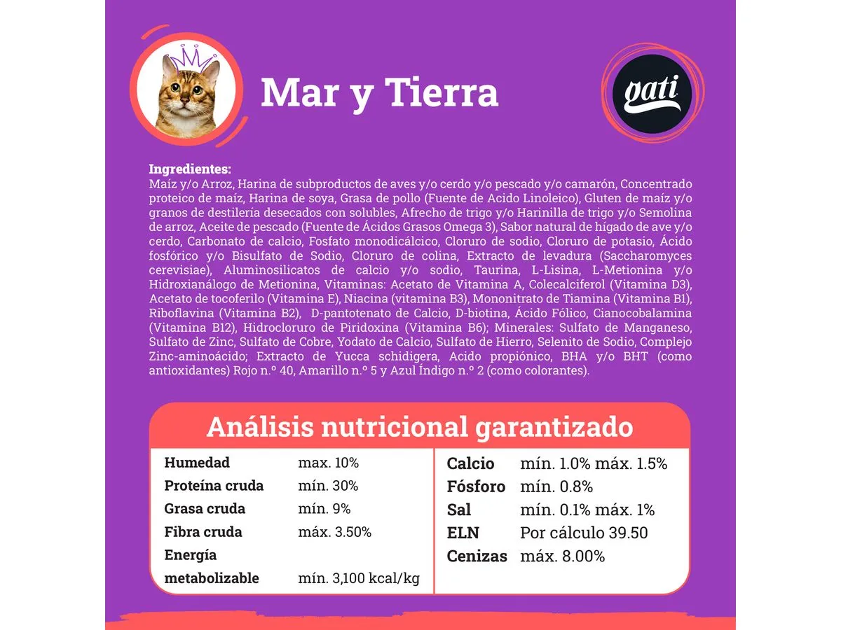 Alimento Gati para Gatos Mar Y Tierra 8Kg AgRo PomPets