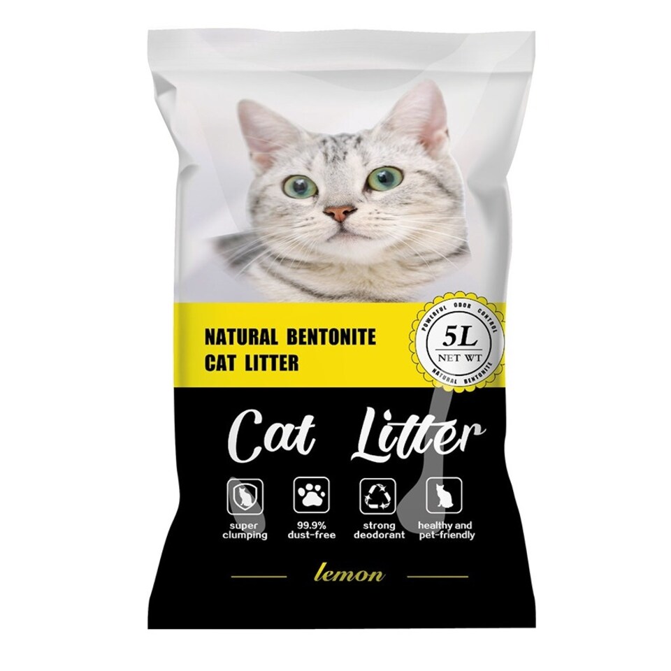 Arena para gatos de bentonita Limón 5L