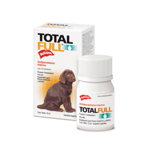 TOTAL FULL suspensión oral para perros de 15 ml con fenbendazol y pirantel, disponible en AGROPOMPETS El Salvador.